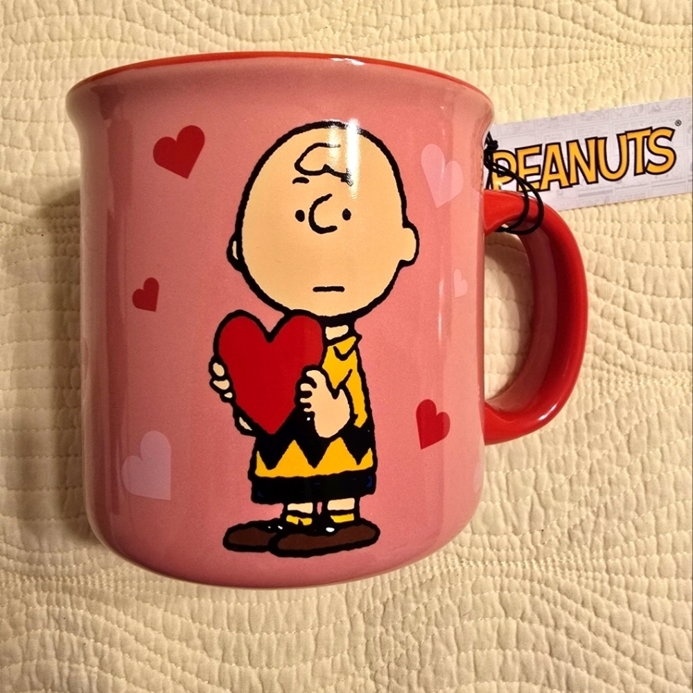 NWT Peanuts Charlie Brown & Snoopy Valentine Mug, 21 oz